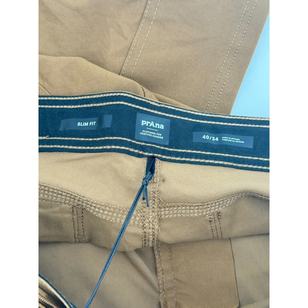 Prana Stretch Zion Slim Pant II Mens 40x34 Sepia Brown Tapered Leg 1969831 NWT